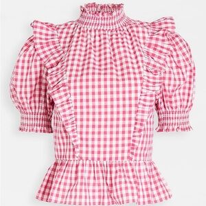 English Factory Gingham Croppish Top Size L